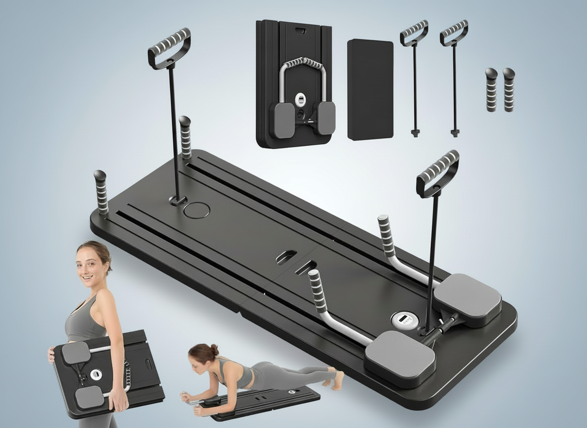Pilates Board - Pilates Reformer Set, Multi-Purpose Foldable Pilates Reformer Board for Home, 5 in 1 Pilates Sliding Board