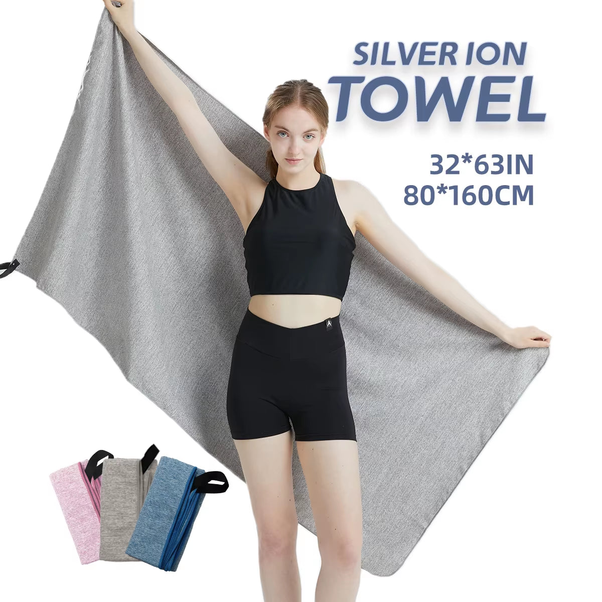 Microfiber Quick-Dry Gym Towel with Silver Ion Technology - Odor-Free, Highly Absorbent, Fast-Drying Workout Essential