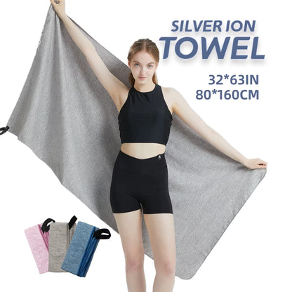 Microfiber Quick-Dry Gym Towel with Silver Ion Technology - Odor-Free, Highly Absorbent, Fast-Drying Workout Essential